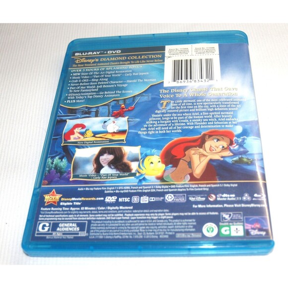 The Little Mermaid Diamond Edition Blu-ray Walt Disney Jodi Benson DVD & Blu Ray - Picture 3 of 3